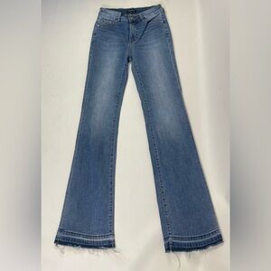 Prosperity Mid Rise Frayed Hem Trouser Bootcut Jeans. size 28